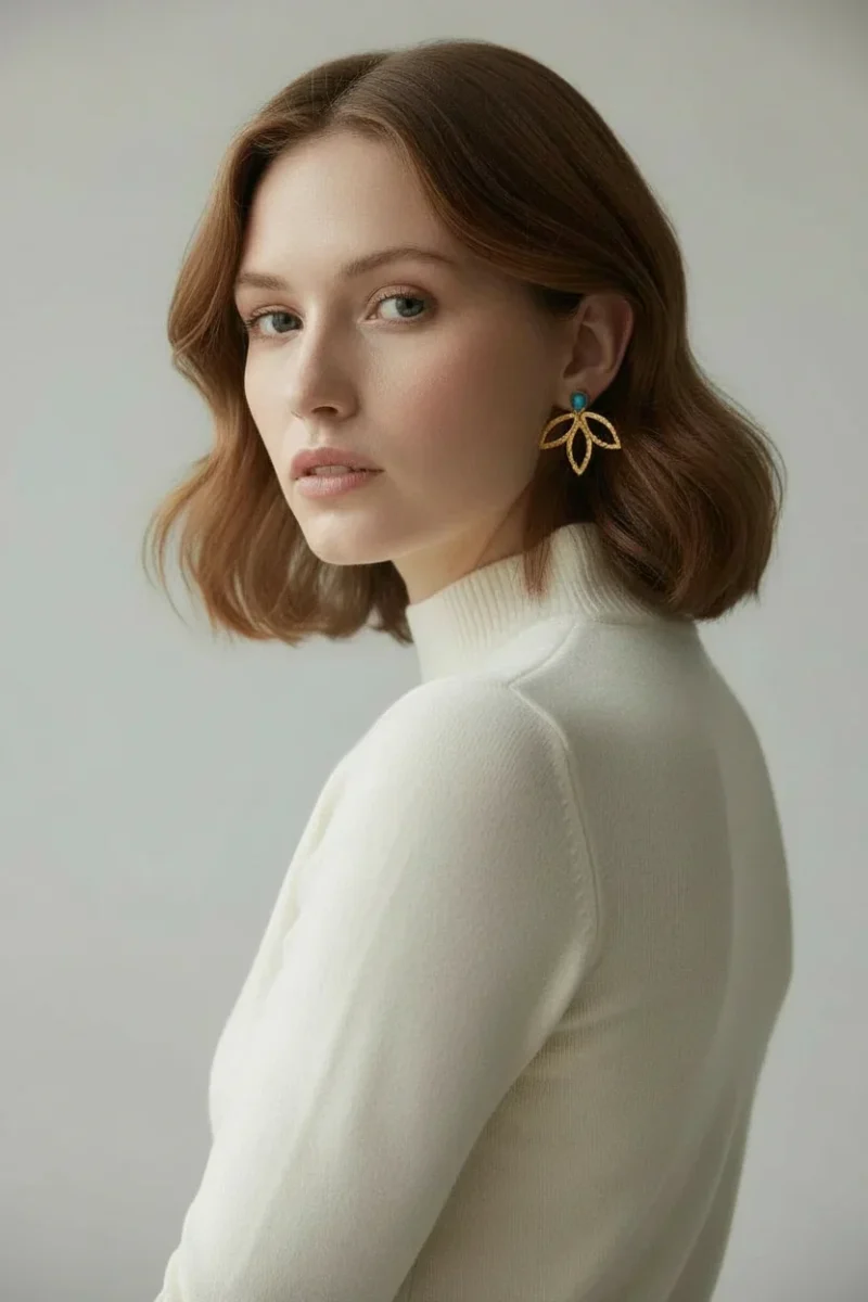 Handmade Jewellery | Leaves handmade silver earrings with apatite gallery 1