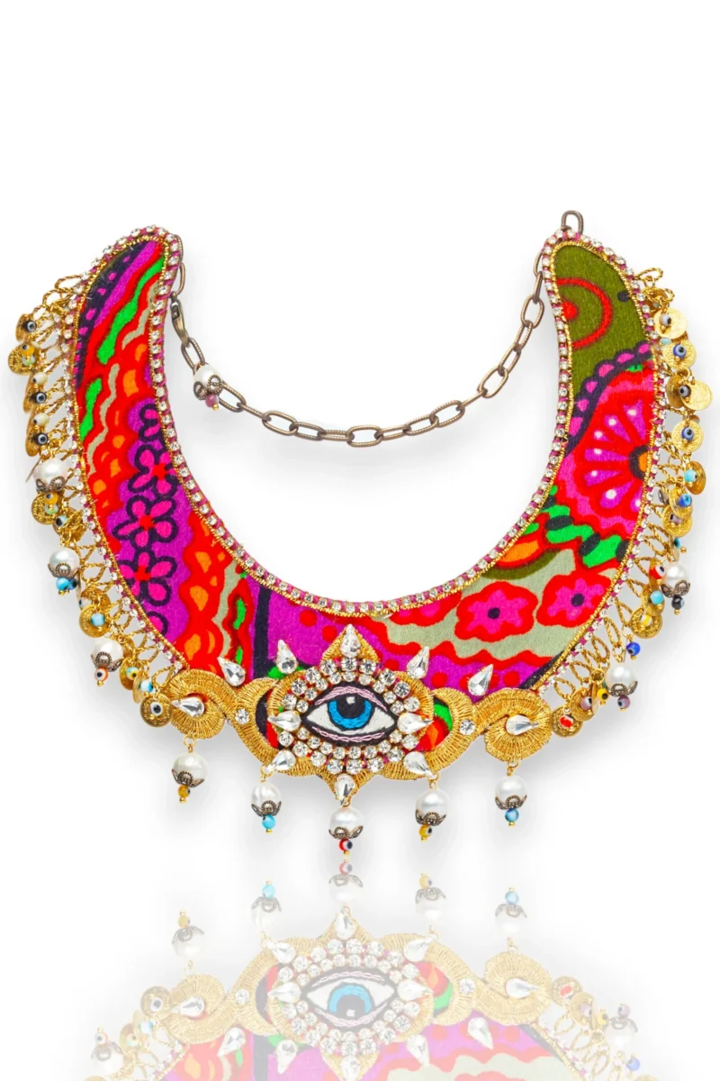 Handmade Jewellery | Bohemian Lux Crystal Evil Eye Statement Bib Necklace main