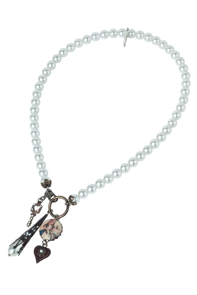 Handmade Jewellery | The Queen of Hearts' Necklace: Pearl Necklace with Royal Dangles gallery 1