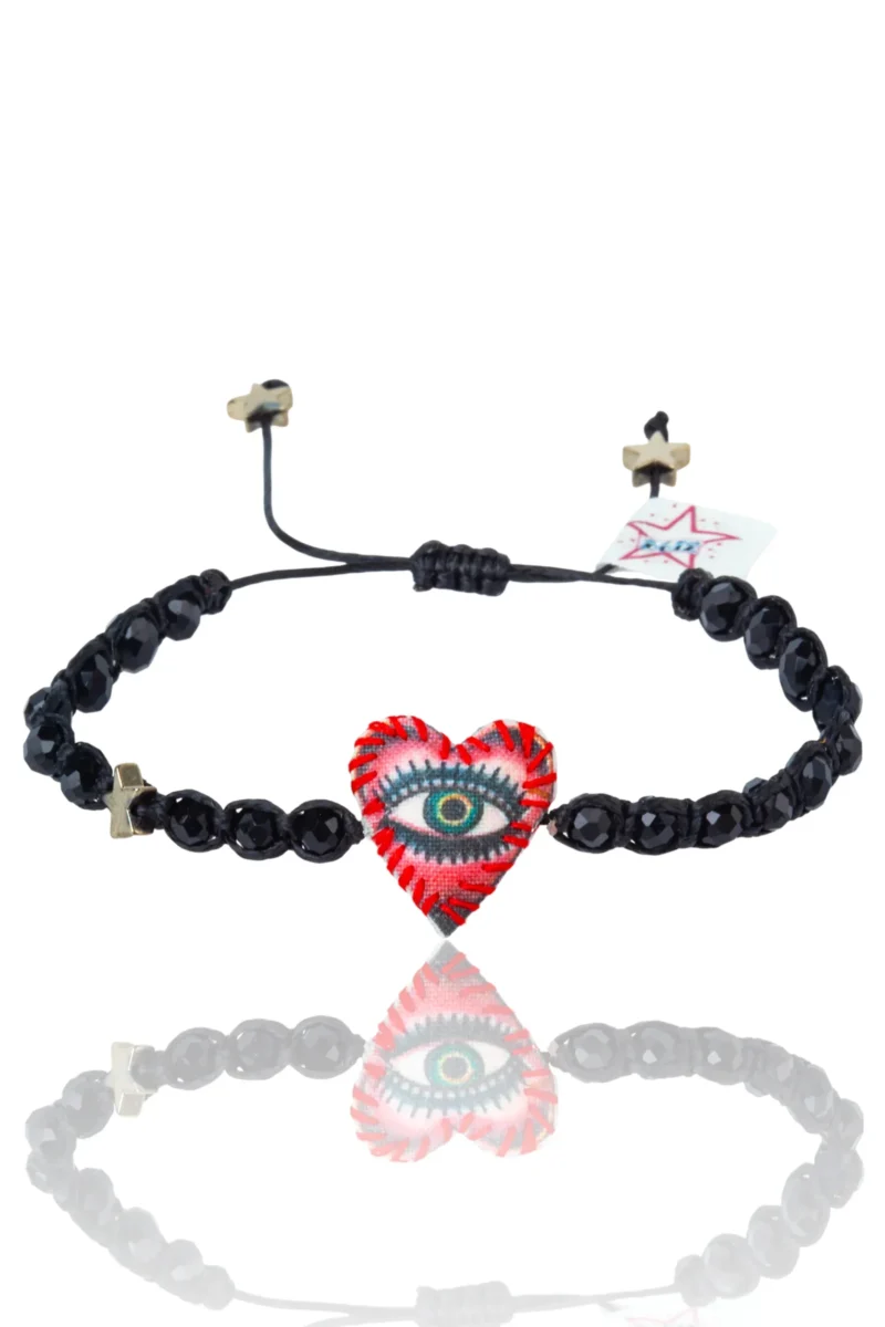 Handmade Jewellery | Gazing Heart Black Beaded Macrame Bracelet main
