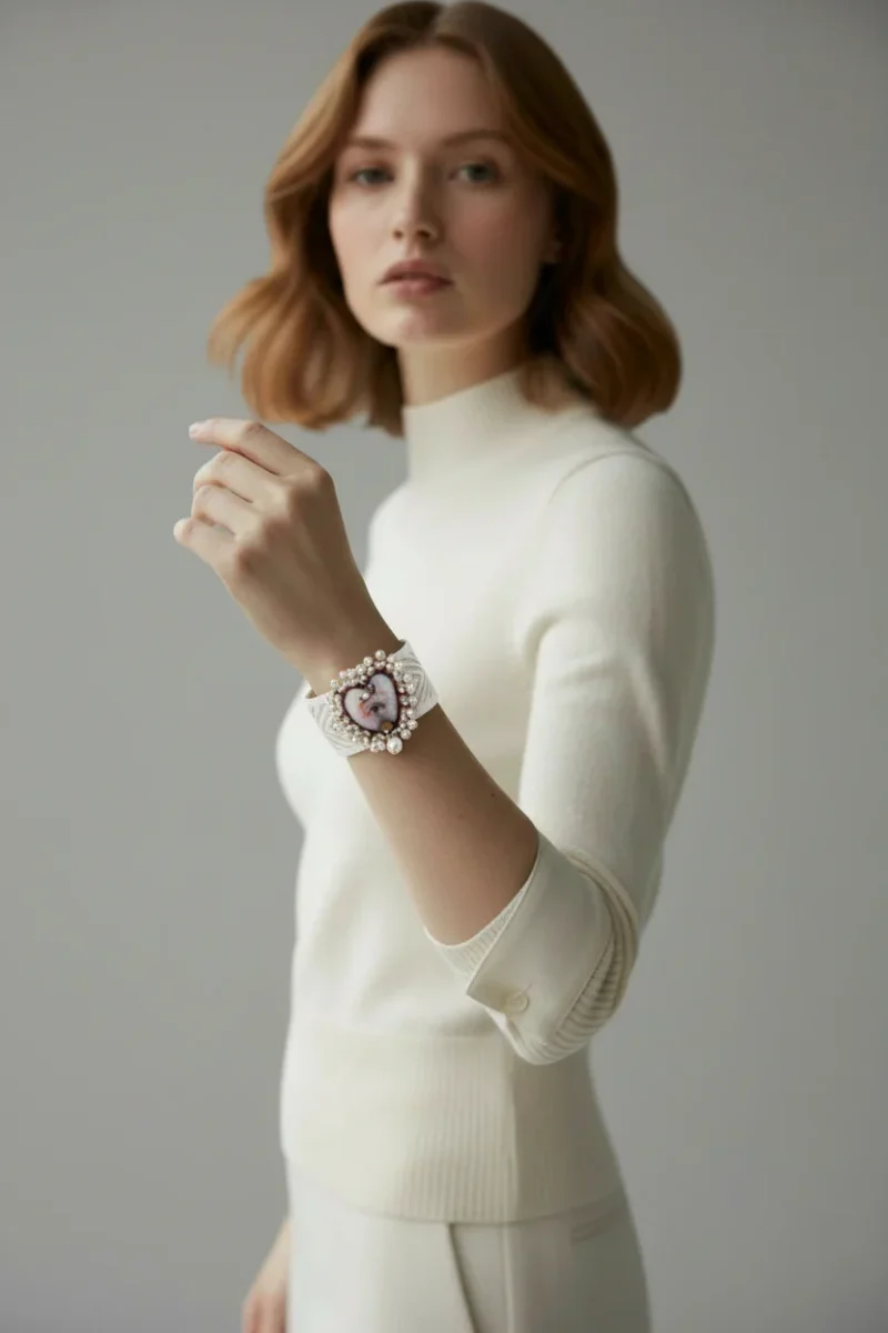 Handmade Jewellery | The Calypso Sacred Heart Pearl Cuff gallery 1
