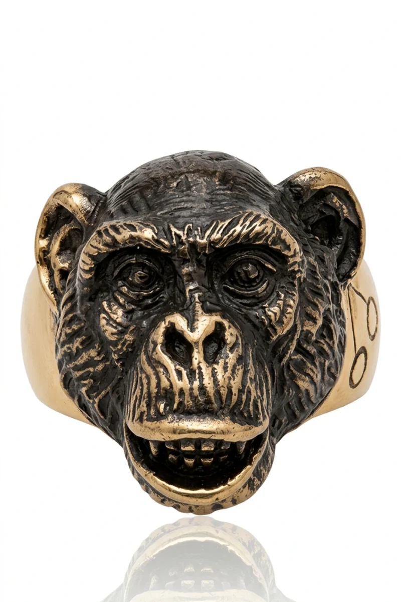 Alternative view of Cassiopeia Handmade Brass Monkey Head Ring