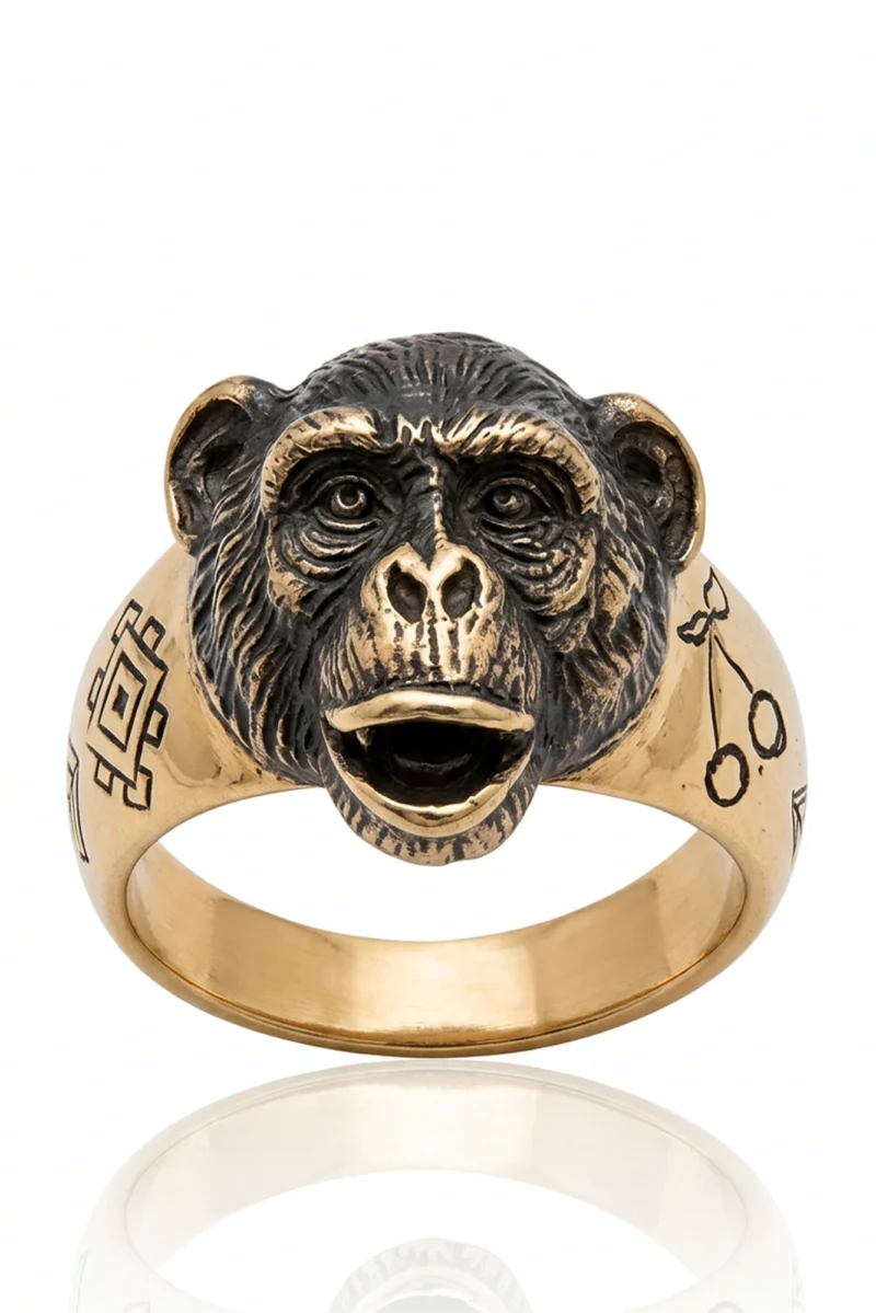 Cassiopeia Handmade Brass Monkey Head Ring
