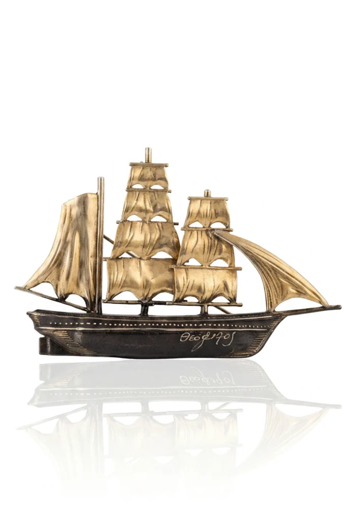 Handmade Bronze Sailing Ship Brooch