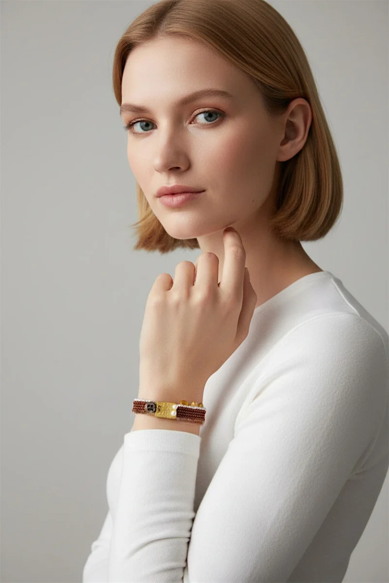 Alternative view of Artisan Hand-Woven Silver & Copper Mesh Bracelet