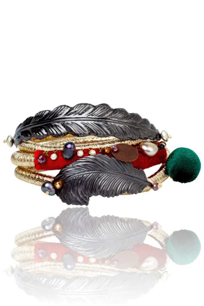 Handmade Leaf & Feather Wrap Bracelet