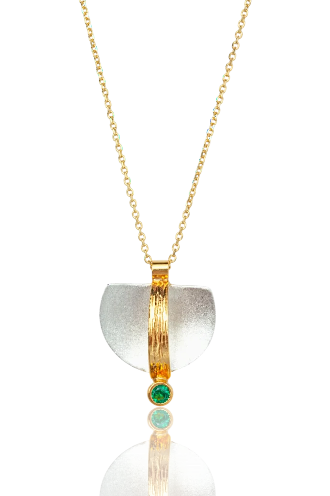 Handmade Silver Necklace with Green Zircon