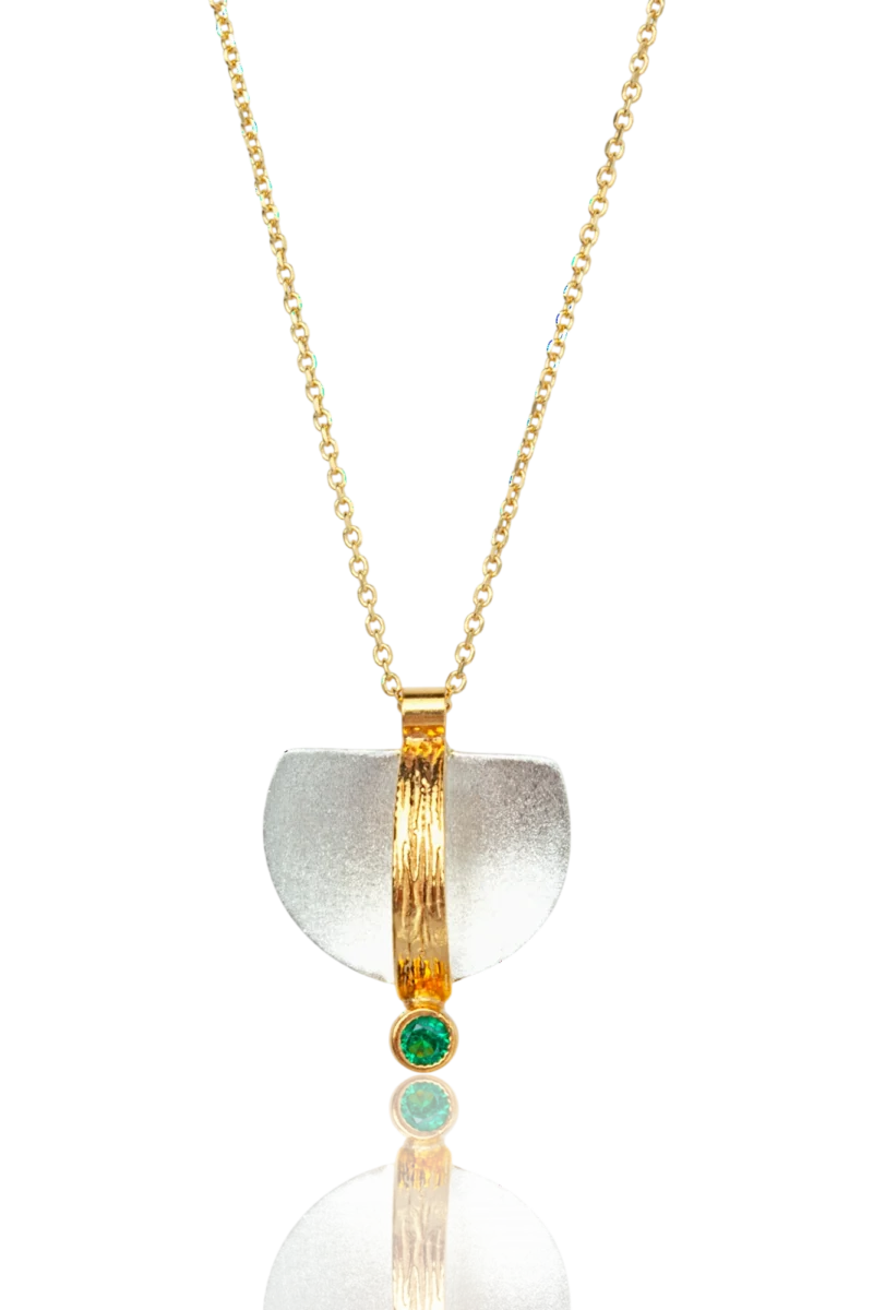 Handmade Silver Necklace with Green Zircon