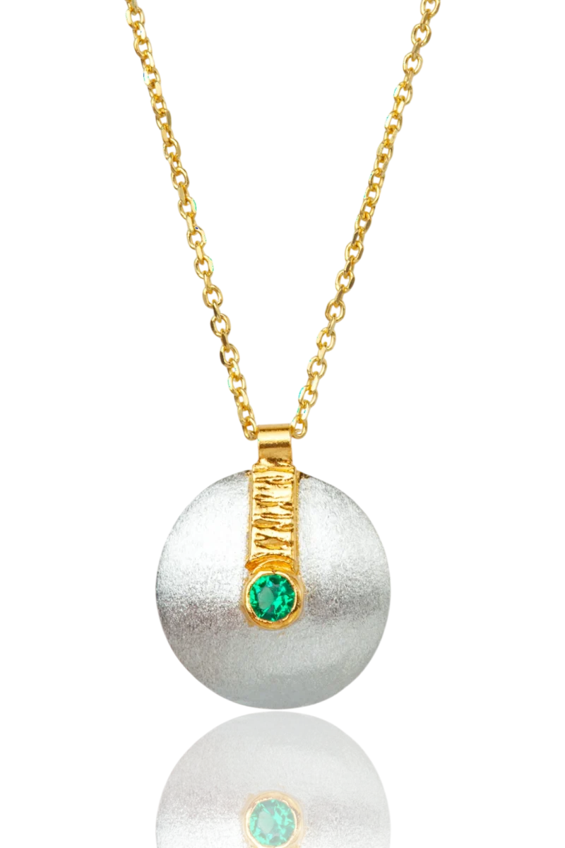 Handmade Silver Necklace with Green Zircon