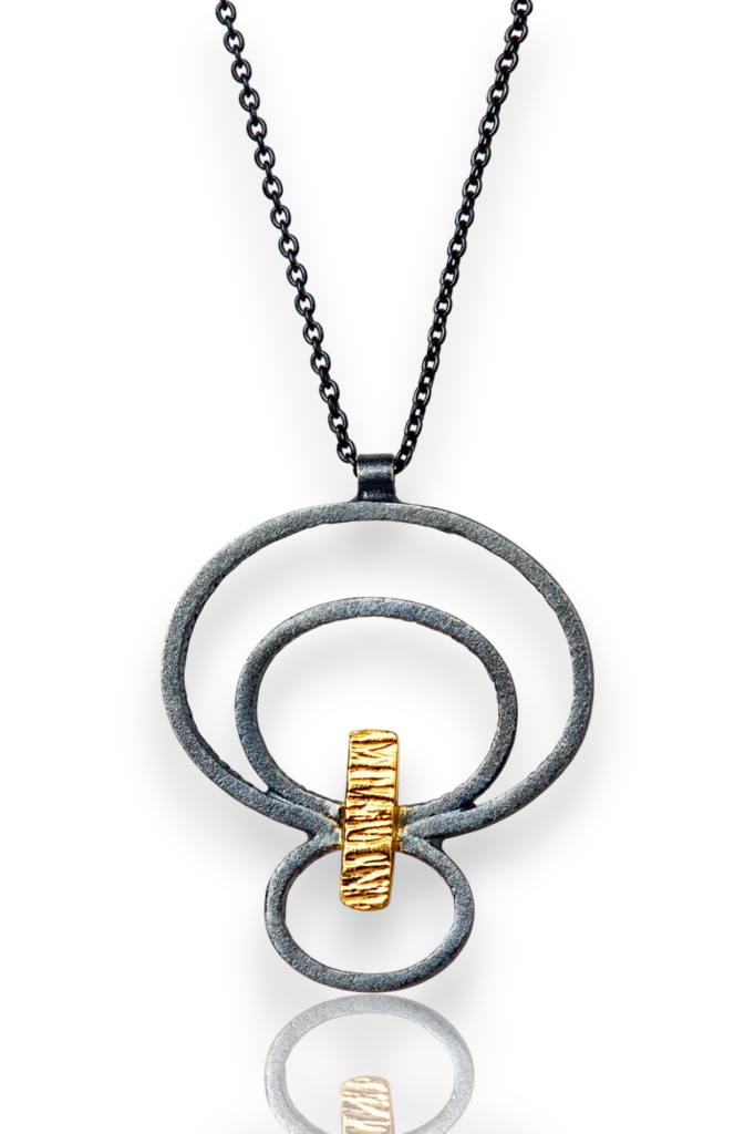 Handmade Silver Necklace with Three Stacked Circles