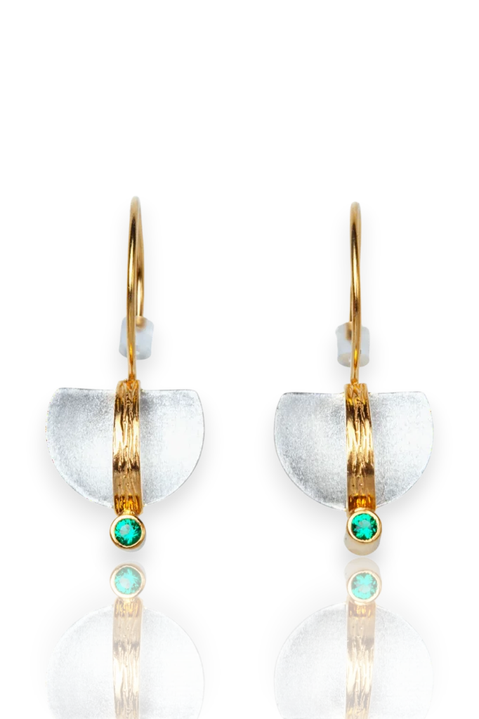Handmade Silver Earrings with Green Zircon