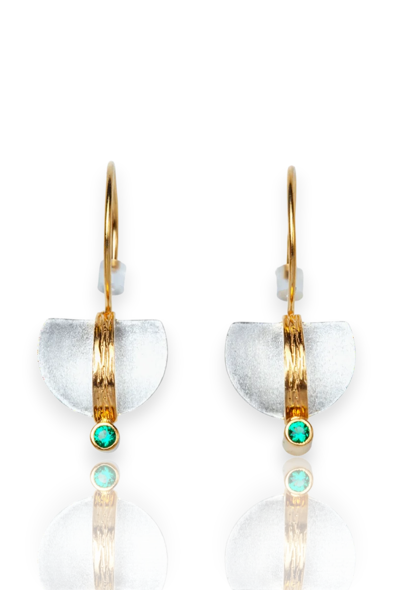 Handmade Silver Earrings with Green Zircon