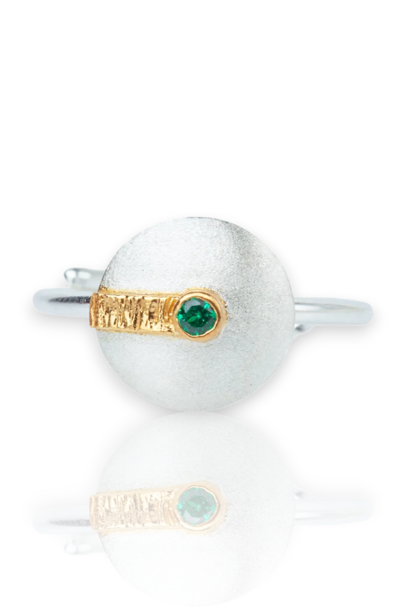 Alternative view of Handmade Silver Ring with Green Zircon