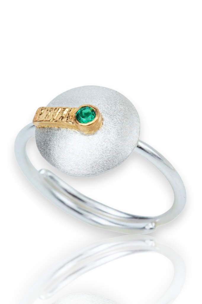Handmade Silver Ring with Green Zircon