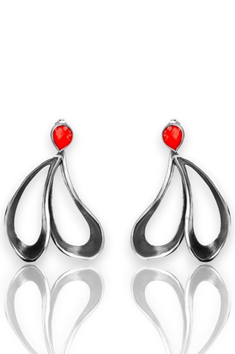 Paisleys handmade silver earrings with cornelian