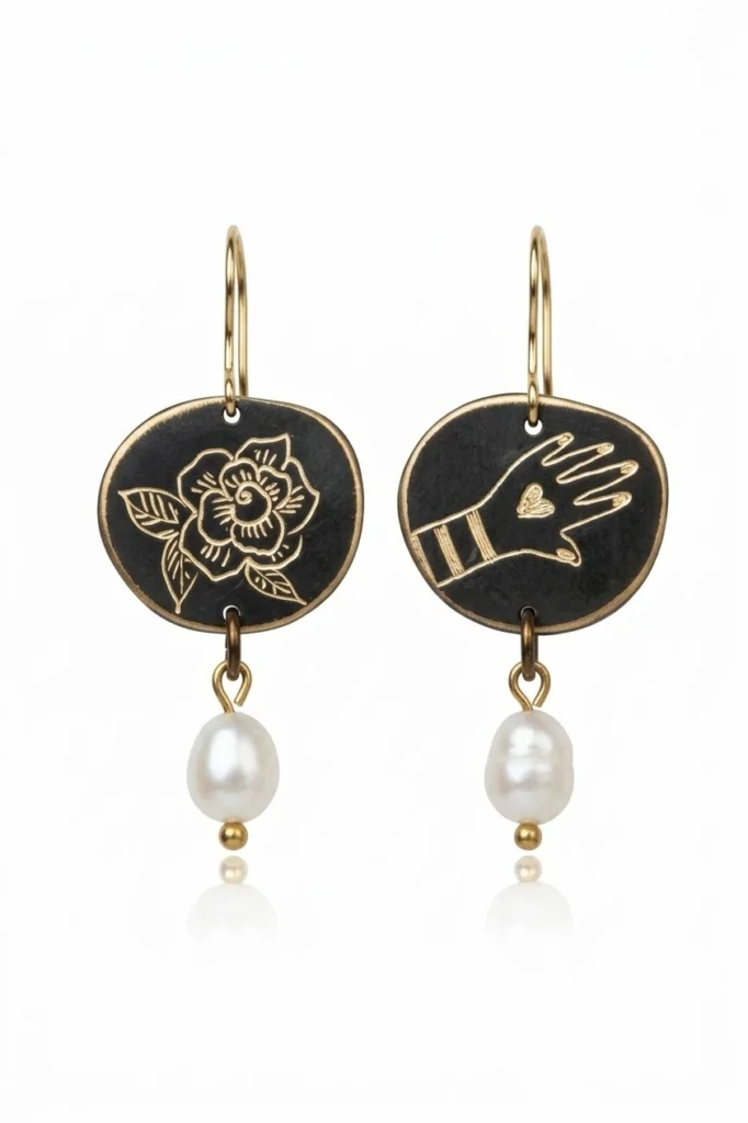 Mismatched Rose & Heart-in-Hand with Pearl