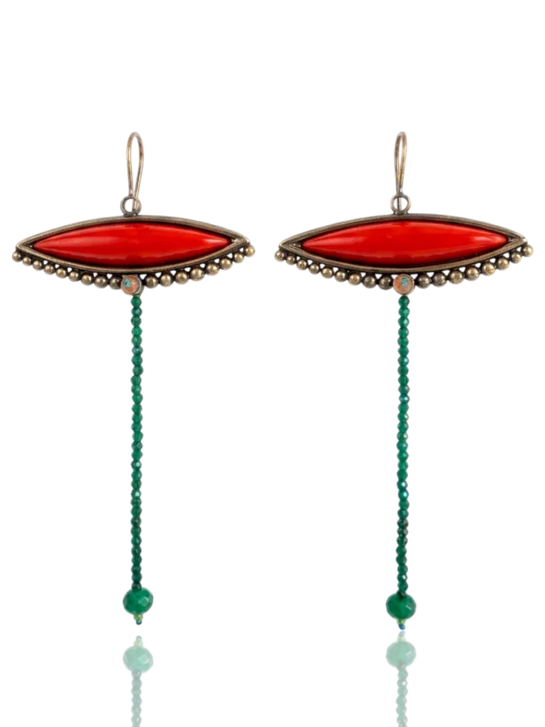 Bronze Green Marquise Earrings