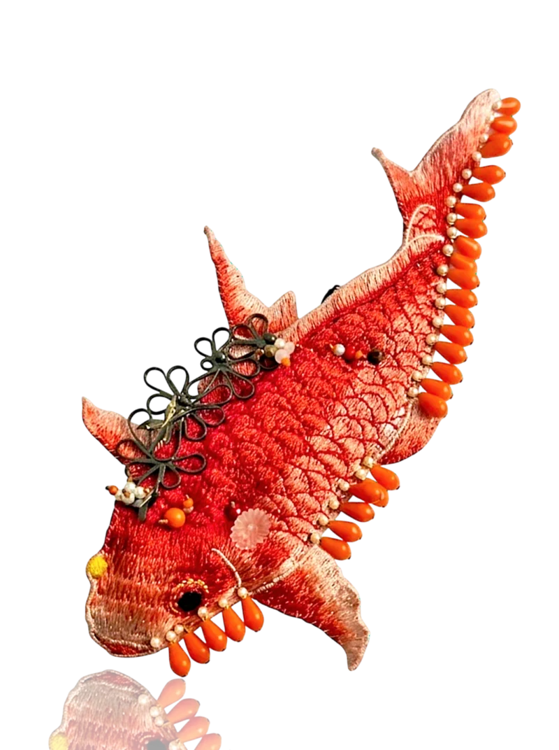 One-of-a-Kind Mixed-Media Fish Brooch