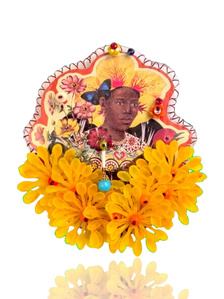 One-of-a-Kind Mixed-Media Portrait Brooch