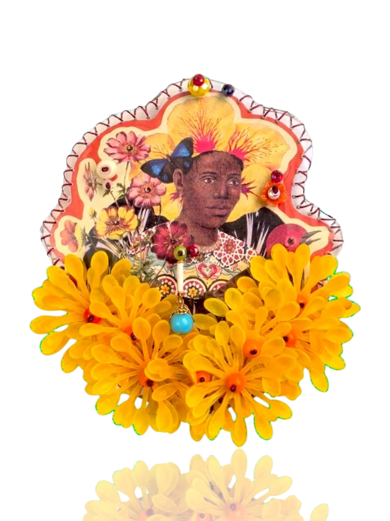 One-of-a-Kind Mixed-Media Portrait Brooch