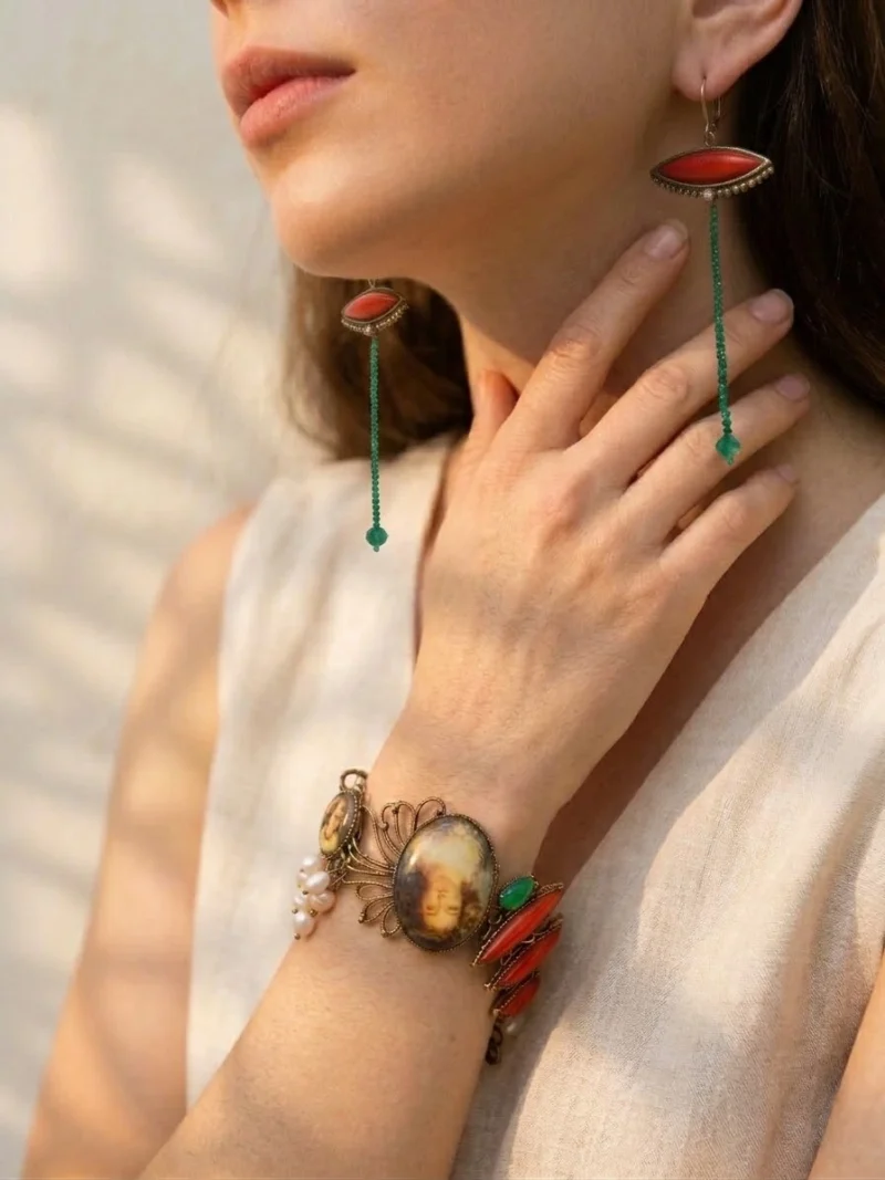 Alternative view of Bronze Green Marquise Earrings