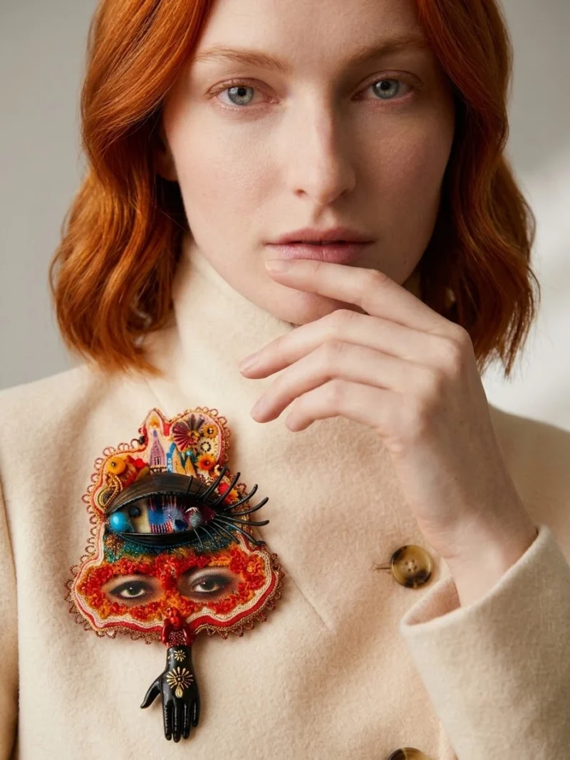 Alternative view of One-of-a-Kind Mixed-Media Collage Brooch