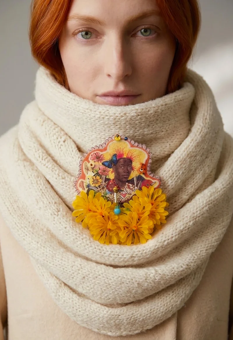 Alternative view of One-of-a-Kind Mixed-Media Portrait Brooch