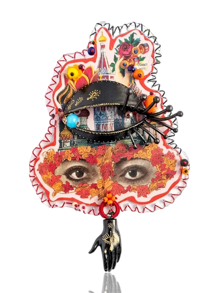 One-of-a-Kind Mixed-Media Collage Brooch